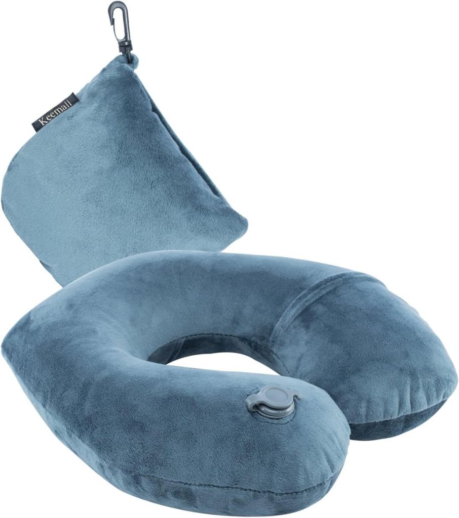 Inflatable Travel Neck Pillow for Airplane Train Car Washable Pillowcase U Shaped Office Napping Pillow