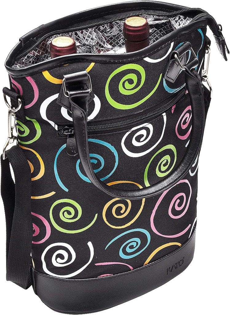 Tirrinia Insulated Wine Gift Carrier Tote - Travel Padded 2 Bottle Wine/Champagne Cooler Bag for Portable Wine Bottle Carrying Case, Women Men Event party, Valentine's Day gift for wine lovers